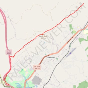 Cumberland Trail (CT) - Bruce Gap to Cumberland Mountain - Eagle Bluff trail, distance, elevation, map, profile, GPS track