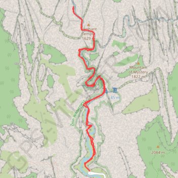 The Narrows trail, distance, elevation, map, profile, GPS track