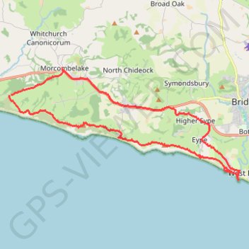Charmouth to West Bay via Golden Cap, Seatown Beach, Thorncombe Beacon and Eype Beach trail, distance, elevation, map, profile, GPS track