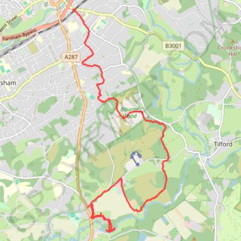 Millbridge, Pierrepont Farm, Farnham Brewery, Farnham trail, distance, elevation, map, profile, GPS track