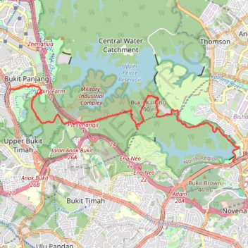 Tree Top Walk & Bukit Timah Hill in Central Catchment Nature Reserve trail, distance, elevation, map, profile, GPS track