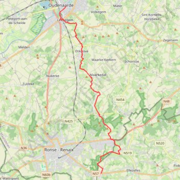 GR129 - Oudenaarde-Ellezelles trail, distance, elevation, map, profile, GPS track