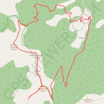 Fabrika Rosa - Veliki Streser 1876m -Mali Streser 1757m - Pa... trail, distance, elevation, map, profile, GPS track