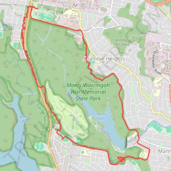 Manly Dam MTB Loop Trail trail, distance, elevation, map, profile, GPS track