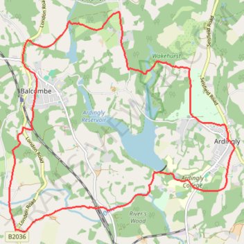 Walk - Balcombe, Ouse Valley, Ardingly trail, distance, elevation, map, profile, GPS track