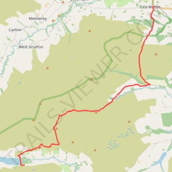 Hike from Scar House to East Witton trail, distance, elevation, map, profile, GPS track