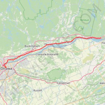 Ottawa - Grenville-sur-la-Rouge trail, distance, elevation, map, profile, GPS track