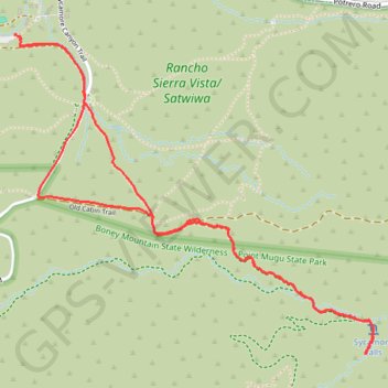 Sycamore Falls trail, distance, elevation, map, profile, GPS track