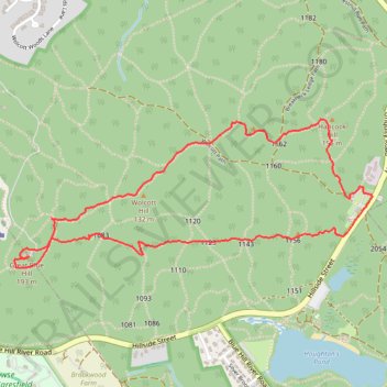 Great Blue Hill trail, distance, elevation, map, profile, GPS track