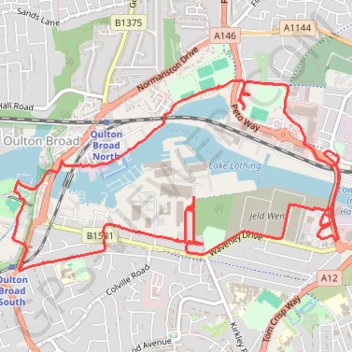 Gull Wing Lowestoft loop trail, distance, elevation, map, profile, GPS track