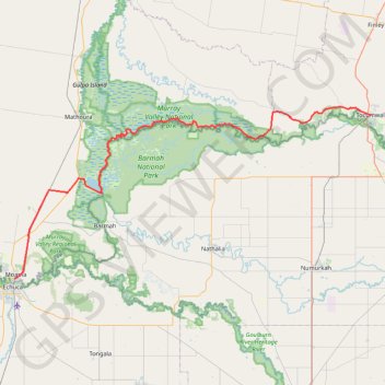 Tocumwal - Echuca trail, distance, elevation, map, profile, GPS track