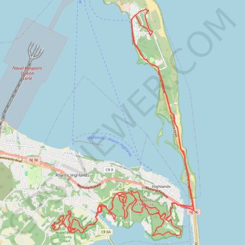 Atlantic highlands trail, distance, elevation, map, profile, GPS track