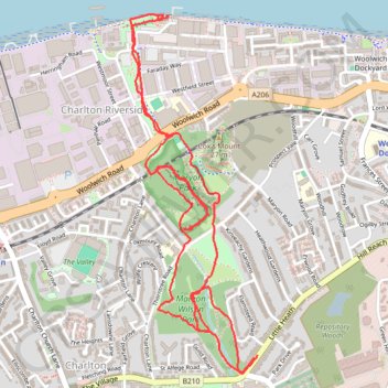 Maryon Wilson Park to Thames Barrier Loop trail, distance, elevation, map, profile, GPS track