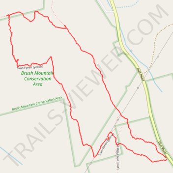 Town Forest Loop in Brush Mountain Conservation Area trail, distance, elevation, map, profile, GPS track