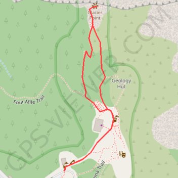 Glacier Point Loop trail, distance, elevation, map, profile, GPS track