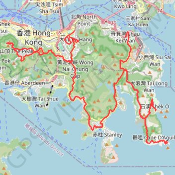 Hong Kong island ride trail, distance, elevation, map, profile, GPS track