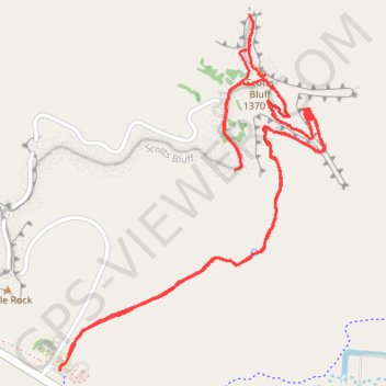 Saddle Rock Trail to Scotts Bluff, North Overlook and South Overlook in Scotts Bluff National Monument trail, distance, elevation, map, profile, GPS track