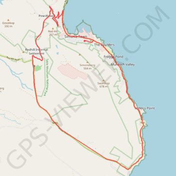 Simon's Town trail, distance, elevation, map, profile, GPS track