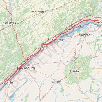 Brockville - Cornwall trail, distance, elevation, map, profile, GPS track