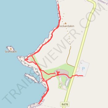 Moher cliffs trail, distance, elevation, map, profile, GPS track