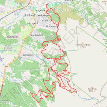Stellenbosch Ride trail, distance, elevation, map, profile, GPS track