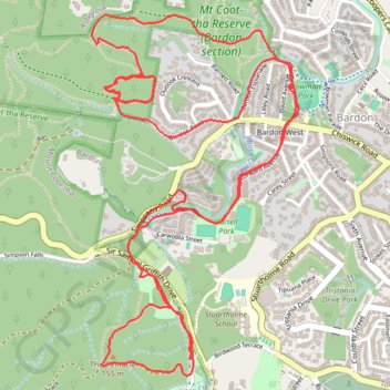 Bardon trails trail, distance, elevation, map, profile, GPS track