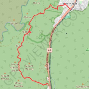 Waterfall - Heathcote trail, distance, elevation, map, profile, GPS track