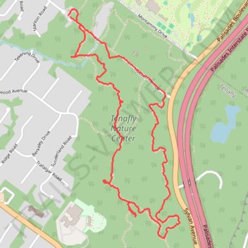 Tenafly Nature Center trails loop trail, distance, elevation, map, profile, GPS track