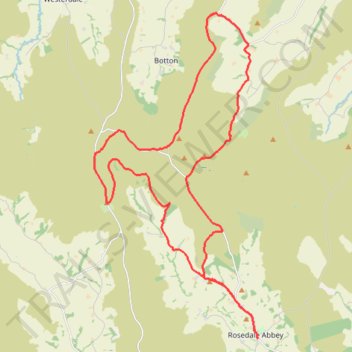 Rosedale Abbey north loop to Fryup Dale trail, distance, elevation, map, profile, GPS track