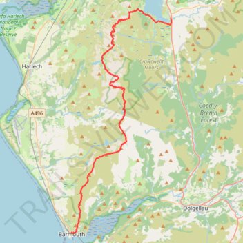 Rhinog Traverse from Trawsfynydd to Barmouth trail, distance, elevation, map, profile, GPS track