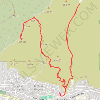Ride in Ventura Hills preserve trail, distance, elevation, map, profile, GPS track