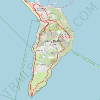 Run around Portland Bill, Dorset, UK trail, distance, elevation, map, profile, GPS track