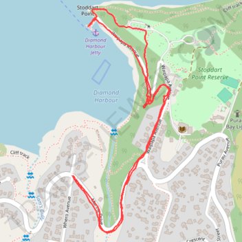 Diamond Harbour short circular track trail, distance, elevation, map, profile, GPS track