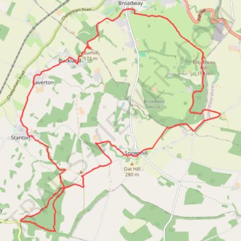 Broadway ↗️ Snowshill ↘️ Stanton ➡️ Buckland trail, distance, elevation, map, profile, GPS track