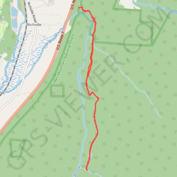 Lye Brook Falls Trail in Green Mountain National Forest trail, distance, elevation, map, profile, GPS track