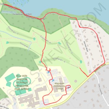 Ponkapoag Pond Dam trail, distance, elevation, map, profile, GPS track