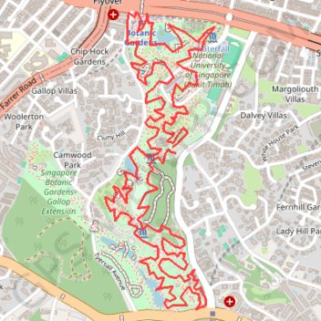 Singapore Botanical Gardens.gpx trail, distance, elevation, map, profile, GPS track