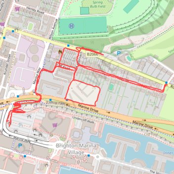 Roedean OSM trail, distance, elevation, map, profile, GPS track