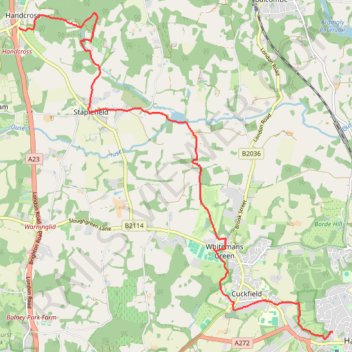 Walk - Handcross, Nymans, Staplefield, Whitmans Green, Cuckfield, Haywards Heath trail, distance, elevation, map, profile, GPS track