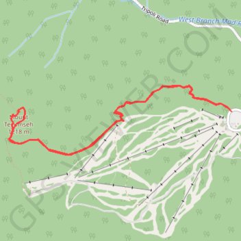 Mount Tecumseh trail, distance, elevation, map, profile, GPS track