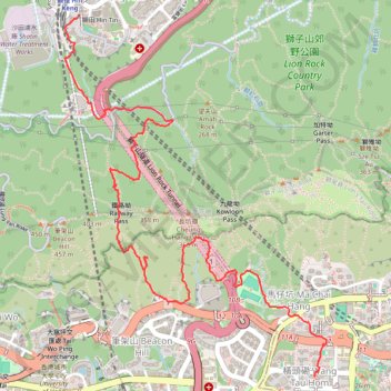 Lion Rock Country Park trail, distance, elevation, map, profile, GPS track