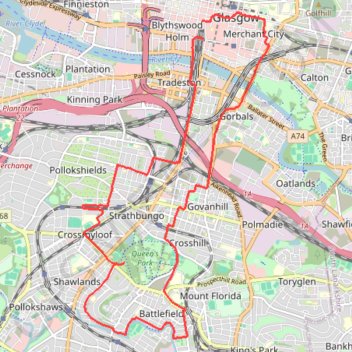 Critical Mass Glasgow trail, distance, elevation, map, profile, GPS track