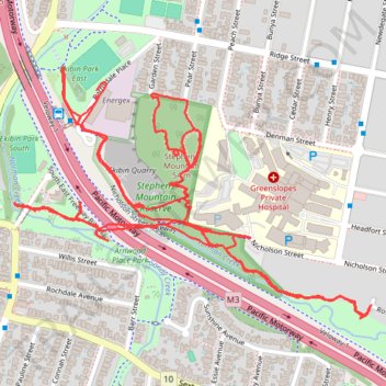 Greenslopes - Stephens Mountain trail, distance, elevation, map, profile, GPS track