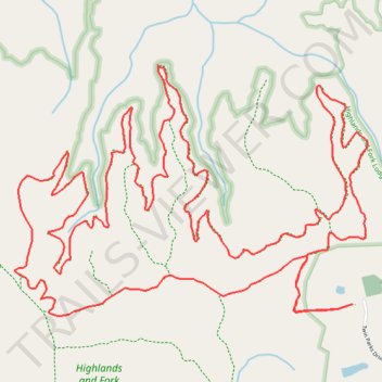 Highlands and Fork Lodge Trail System loop hike trail, distance, elevation, map, profile, GPS track