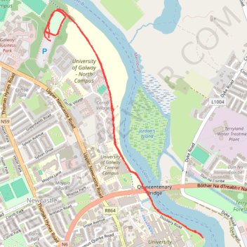 University Of Galway parkrun jog/walk trail, distance, elevation, map, profile, GPS track