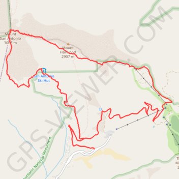 Mount Baldy (or Mount San Antonio) Loop trail, distance, elevation, map, profile, GPS track