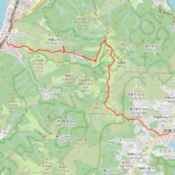 馬鞍山礦場外脊,大金鐘 trail, distance, elevation, map, profile, GPS track