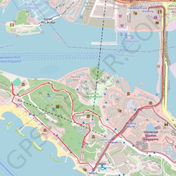 Sentosa Park trail, distance, elevation, map, profile, GPS track