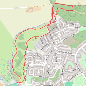 Trails around Drumchapel trail, distance, elevation, map, profile, GPS track