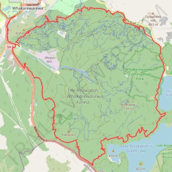 The Redwoods - Whakarewarewa Forest Loop Mountain Biking trail, distance, elevation, map, profile, GPS track